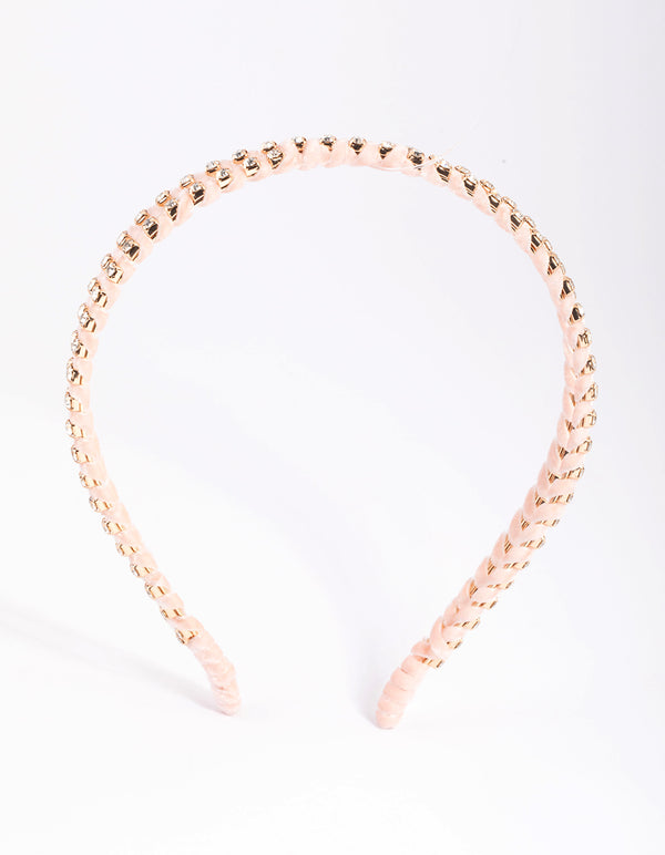 Blush Diamante Crossover Headband