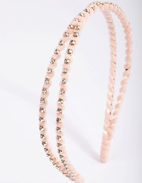 Blush Diamante Crossover Headband