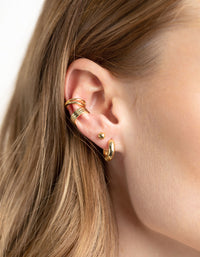 Gold Plated Brass Huggie & Cuff Earring Stack 8-Pack - link has visual effect only