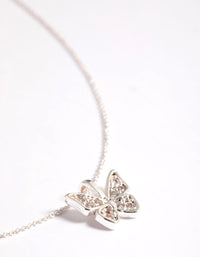 Silver Plated Pave Butterfly Necklace - link has visual effect only