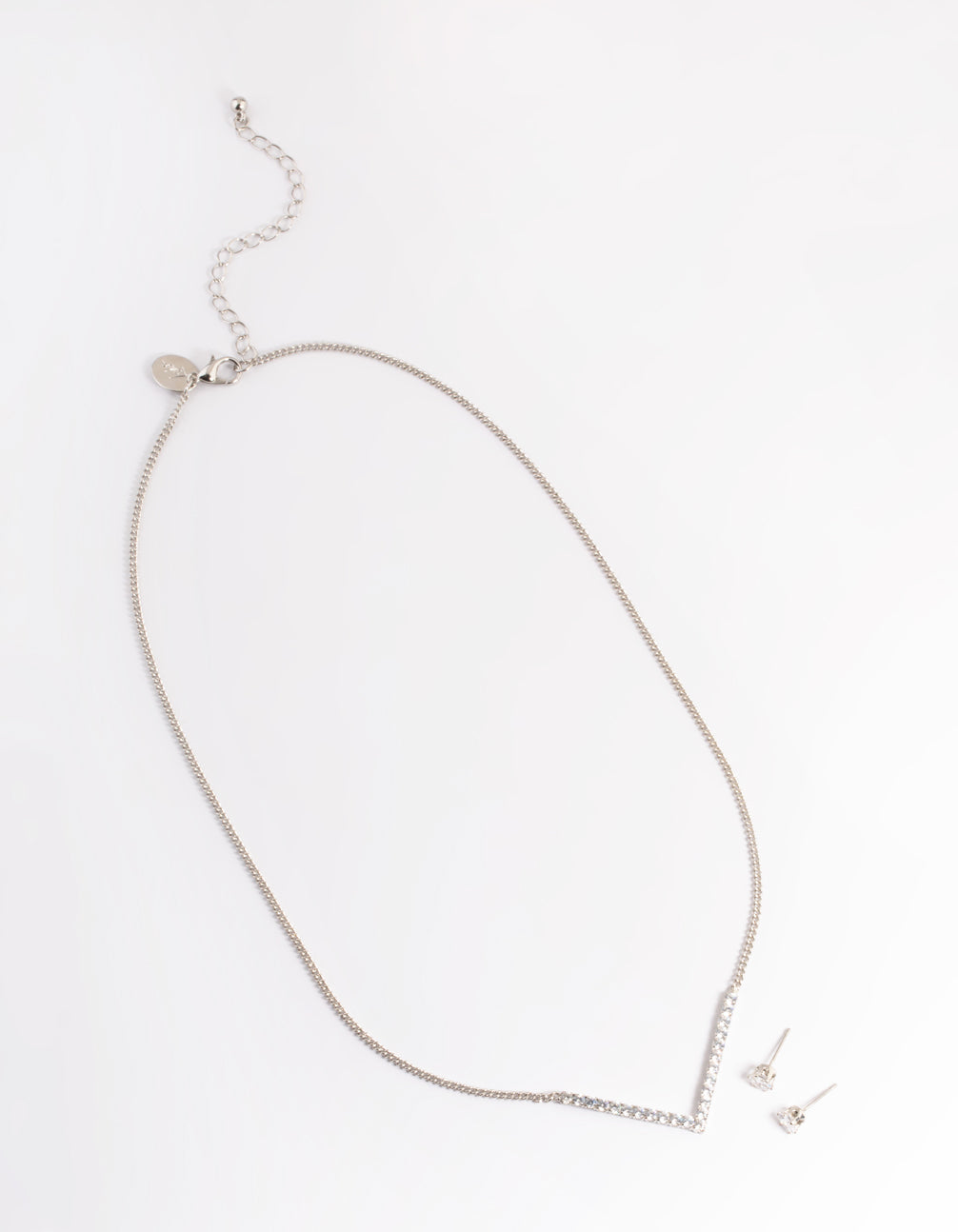 Silver Cubic Zirconia Necklace & Stud Earrings