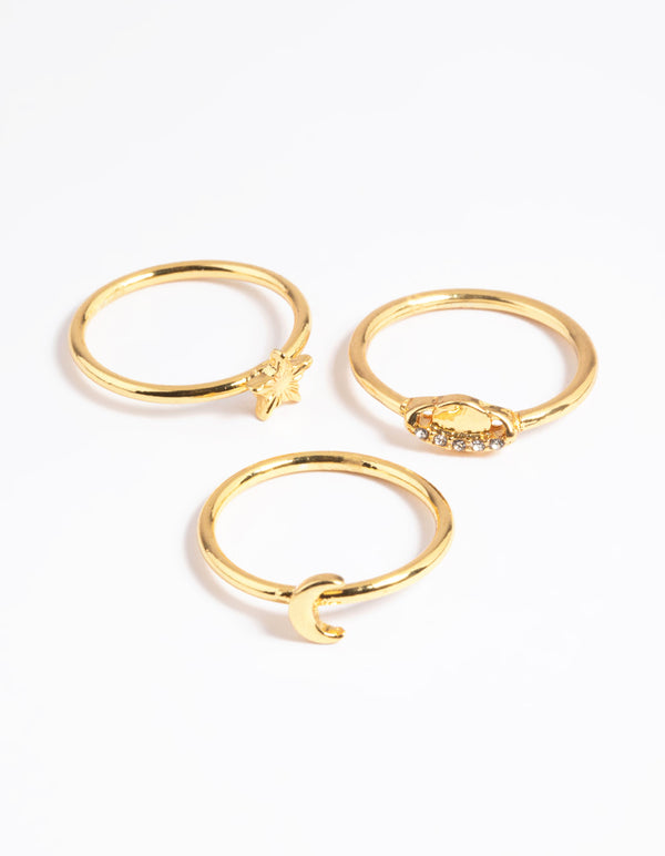 Gold Plated Star Planet Ring