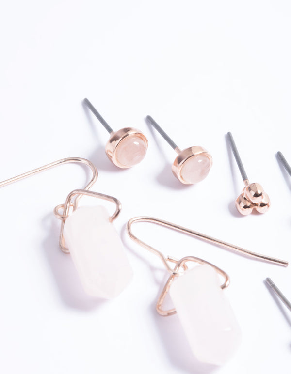 Rose Gold Quartz Shard Earring Stack Pack