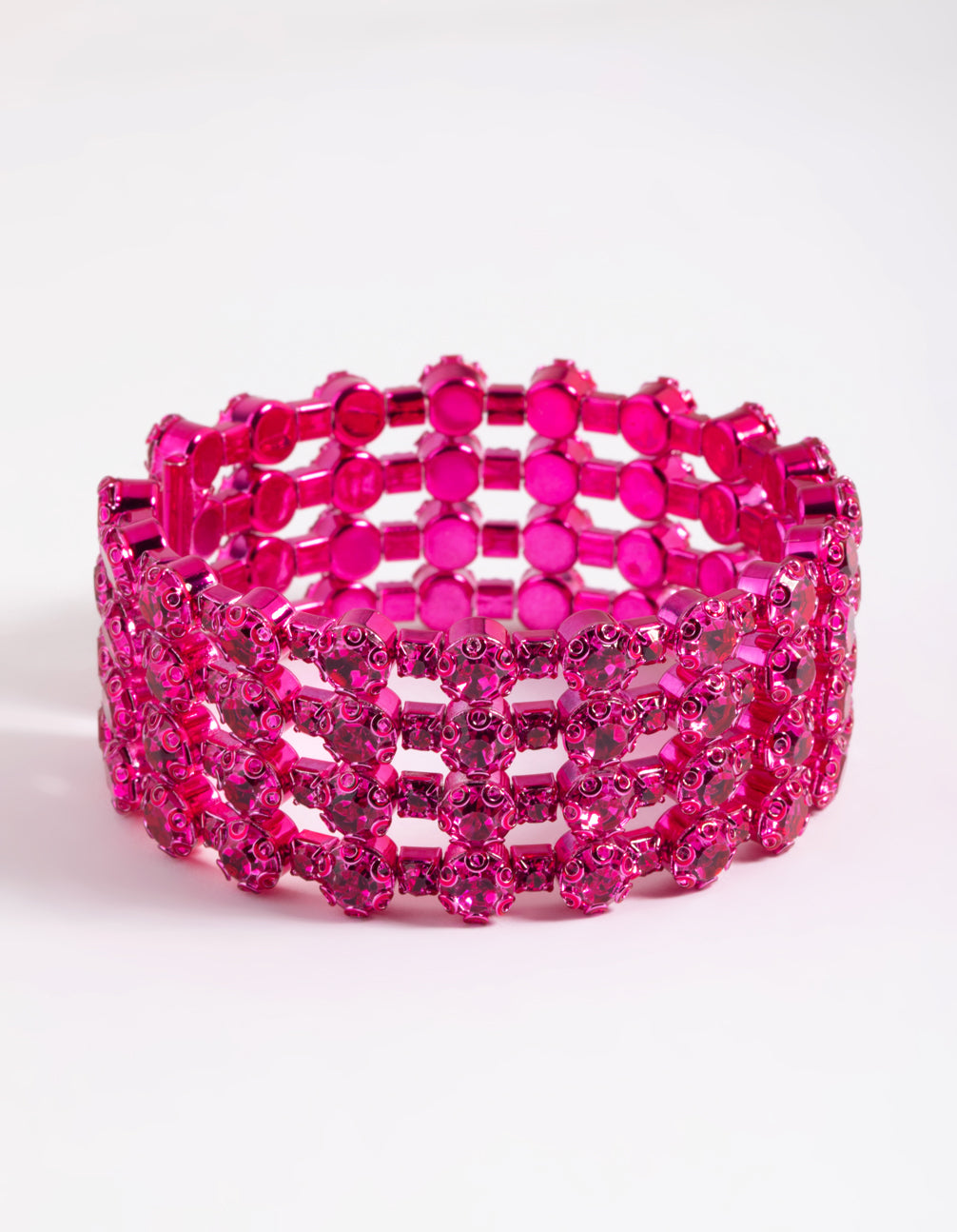 Pink Diamante Cuff Bangle Bracelet