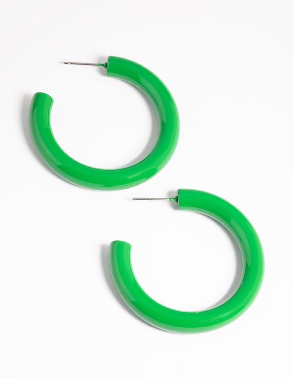 Glossy Green 40mm Hoop Earrings