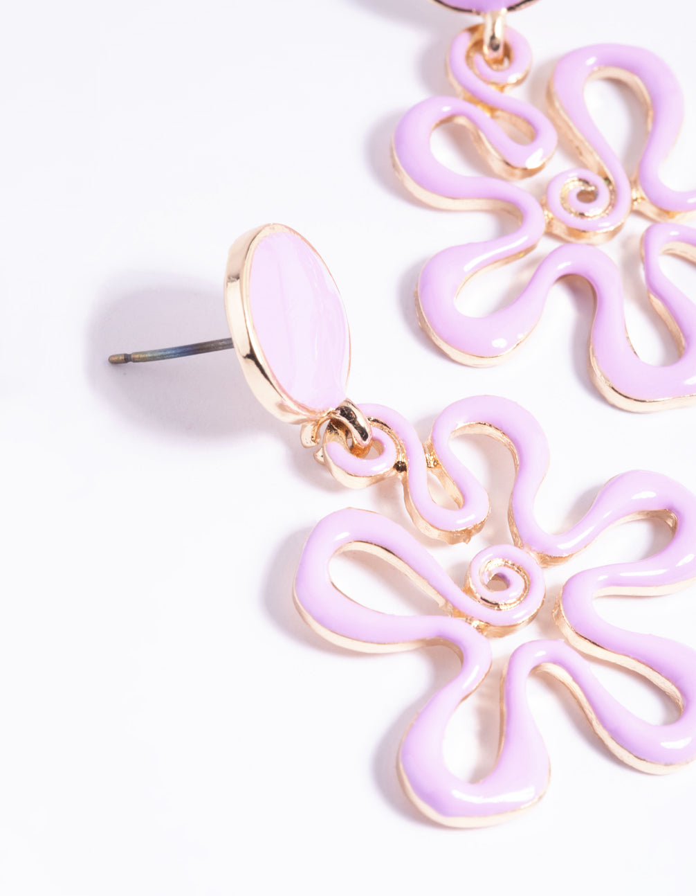 90s Purple Flower Drop Earrings