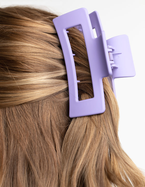 Large Lilac Rectangle Outline Claw Clip