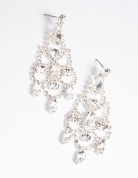 Silver Diamante Layered Drop Earrings - link has visual effect only