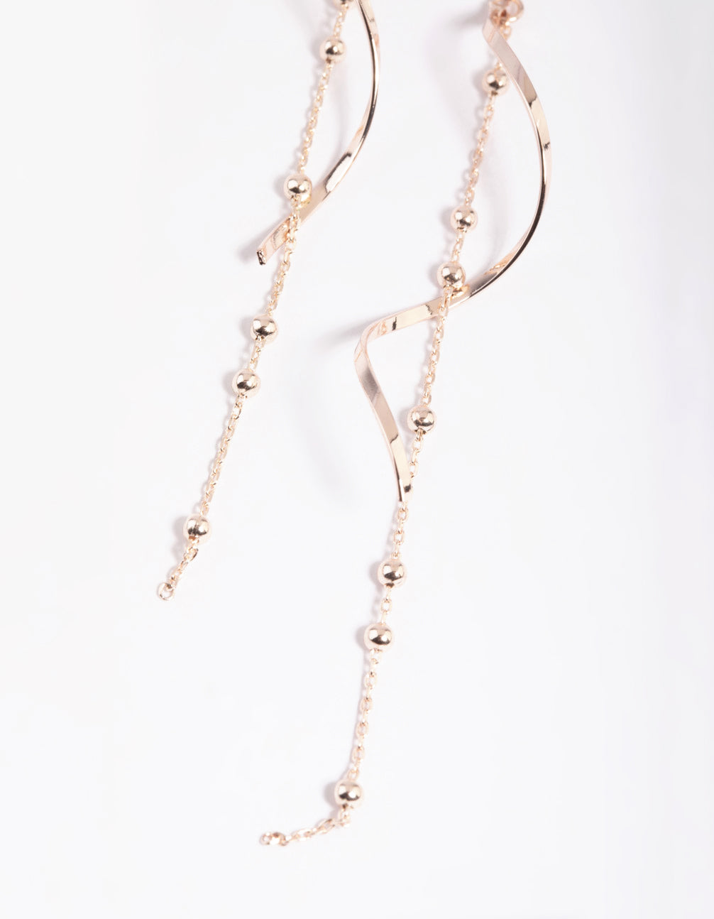 Rose Gold Twist Ball Chain Drop Earrings