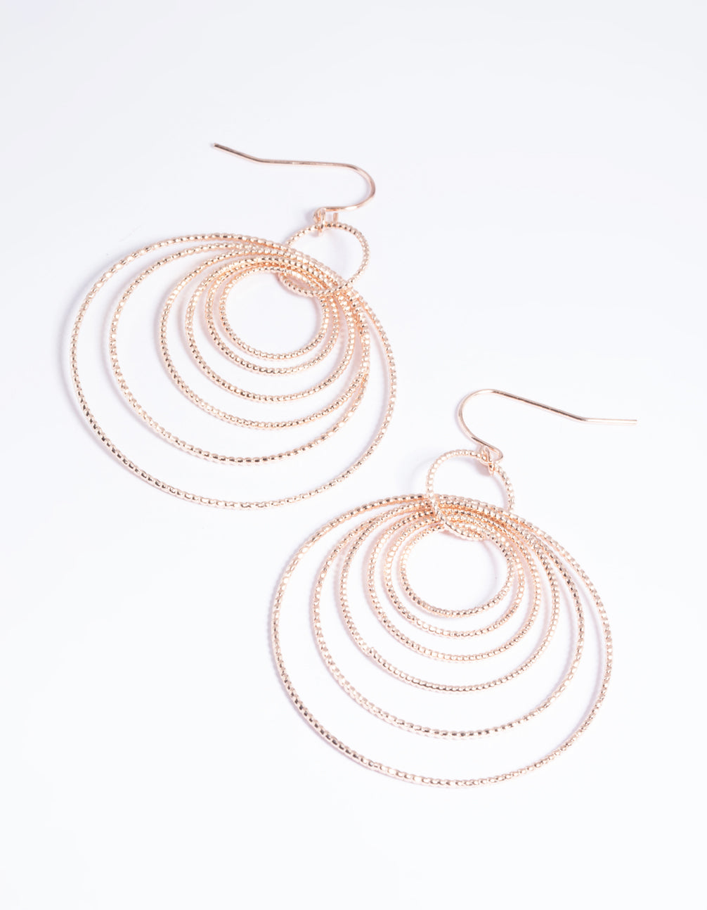 Rose Gold Multi Textured Hoop Earrings