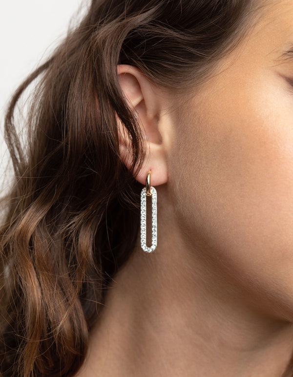 Gold Plated Oval Link Earrings