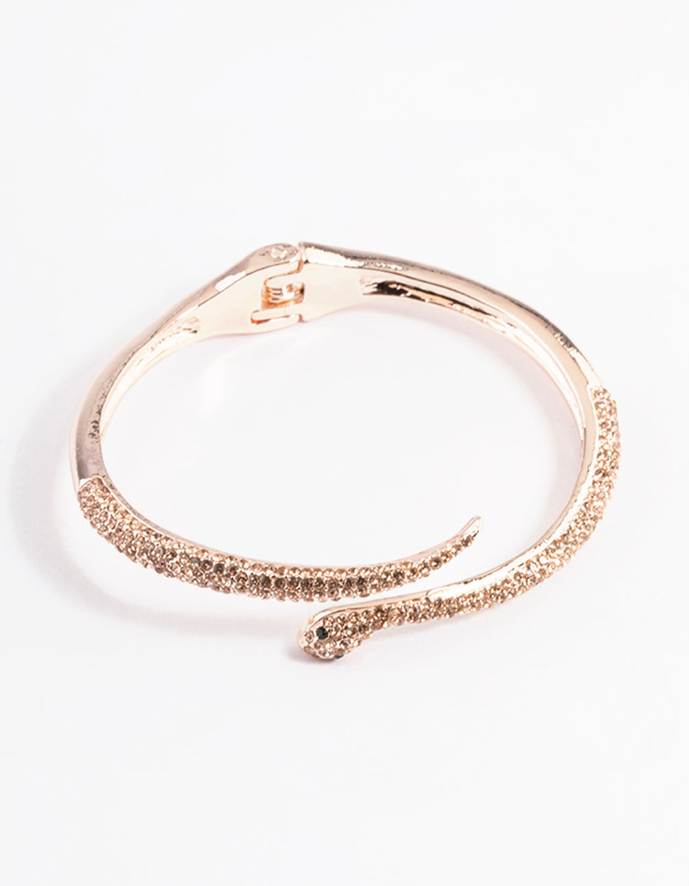 Rose Gold Diamante Snake Hinge Bracelet