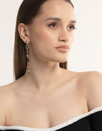 Gold Long Mixed Stone Drop Earrings - link has visual effect only