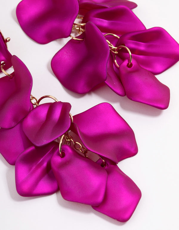 Purple Coated Petal Drop Earrings