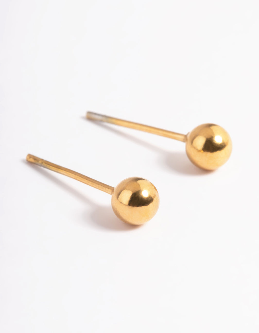 Waterproof Gold Plated Stainless Steel Cubic Zirconia Plain Stud Earrings Pack