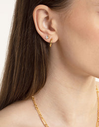 Gold Plated Stainless Steel Cubic Zirconia Stud & Huggie Earring Pack - link has visual effect only