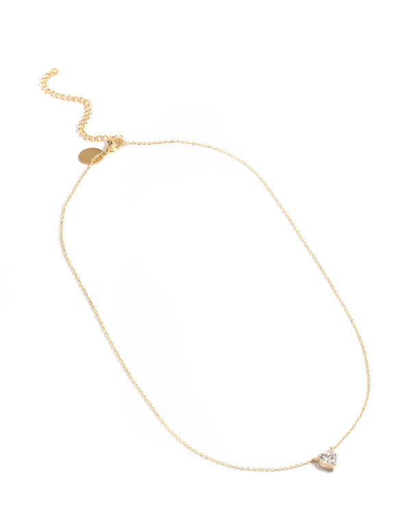 Waterproof Gold Plated Stainless Steel Cubic Zirconia Heart Necklace