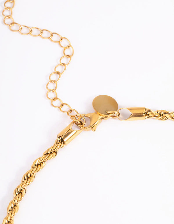 Waterproof Gold Plated Stainless Steel Thick Twist Chain Necklace