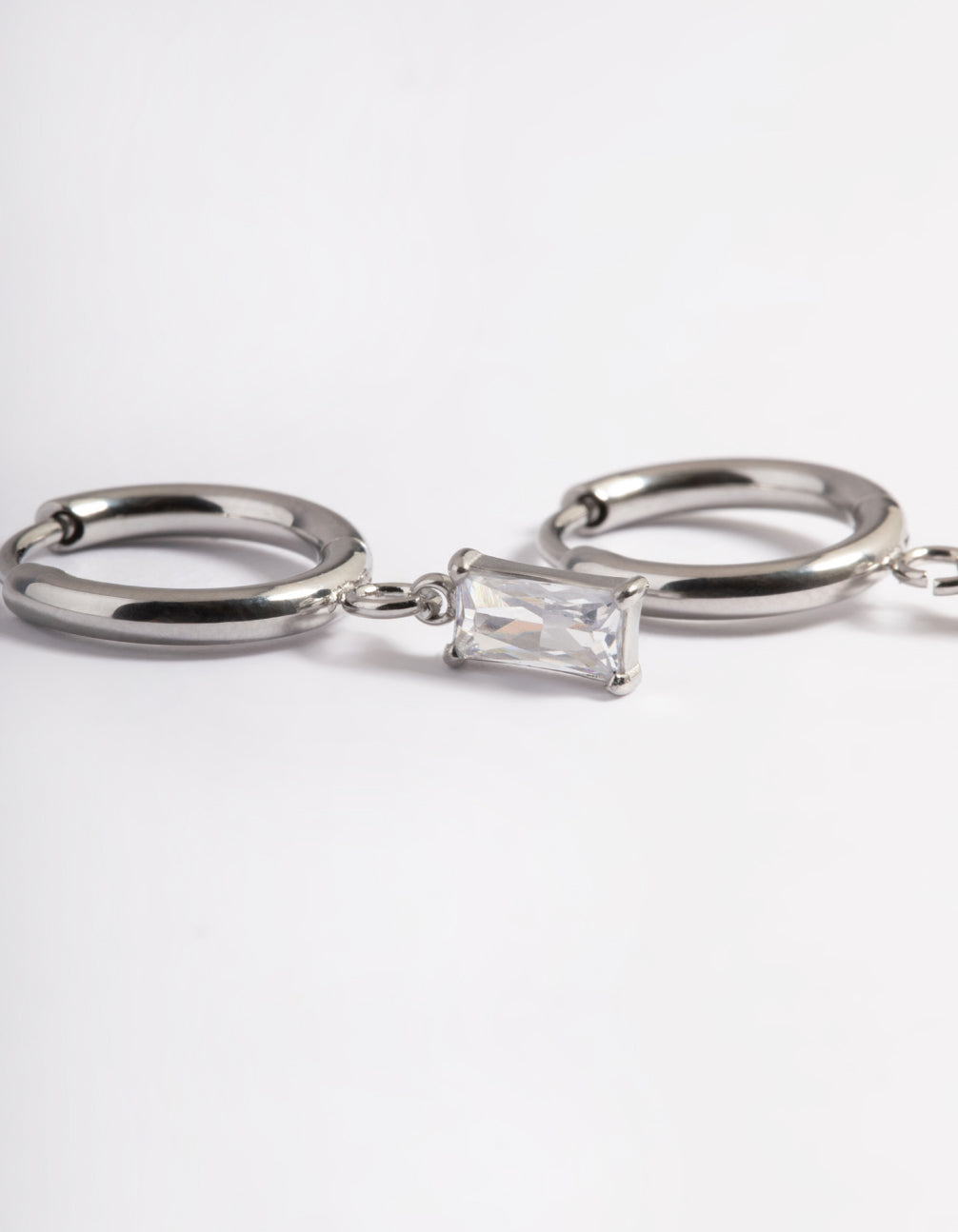 Surgical Steel Square Cubic Zirconia Hoop Earrings