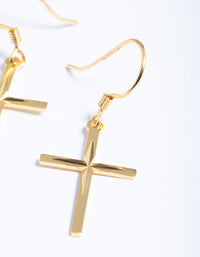 Gold Plated Sterling Silver Molten Cross Drop Earrings - link has visual effect only