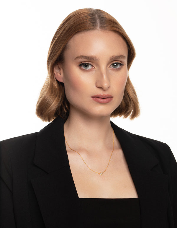 Gold Plated Sterling Silver Cubic Zirconia Marquise Trio Necklace