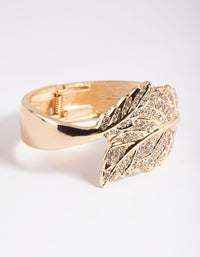 Gold Diamante Leaf Hinge Cuff Bracelet - link has visual effect only
