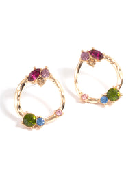 Gold Round Stone Stud Earrings - link has visual effect only