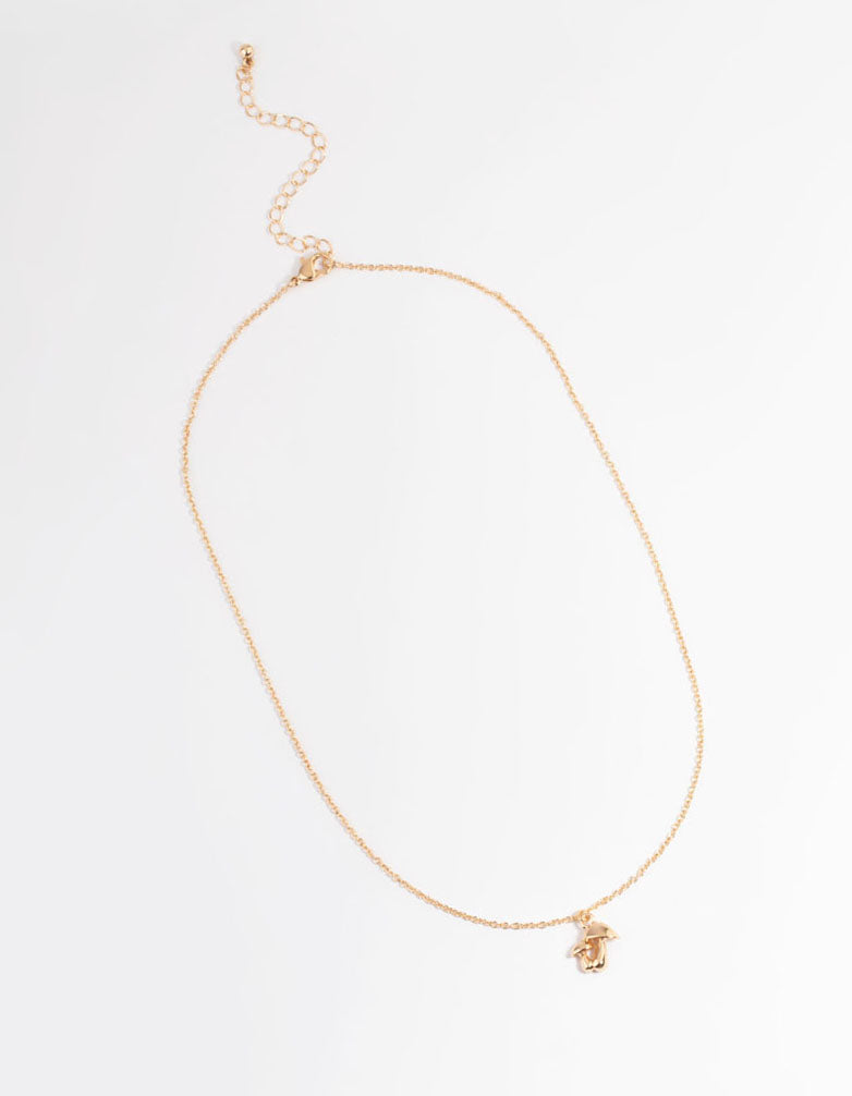 Gold Mushroom Pendant Necklace