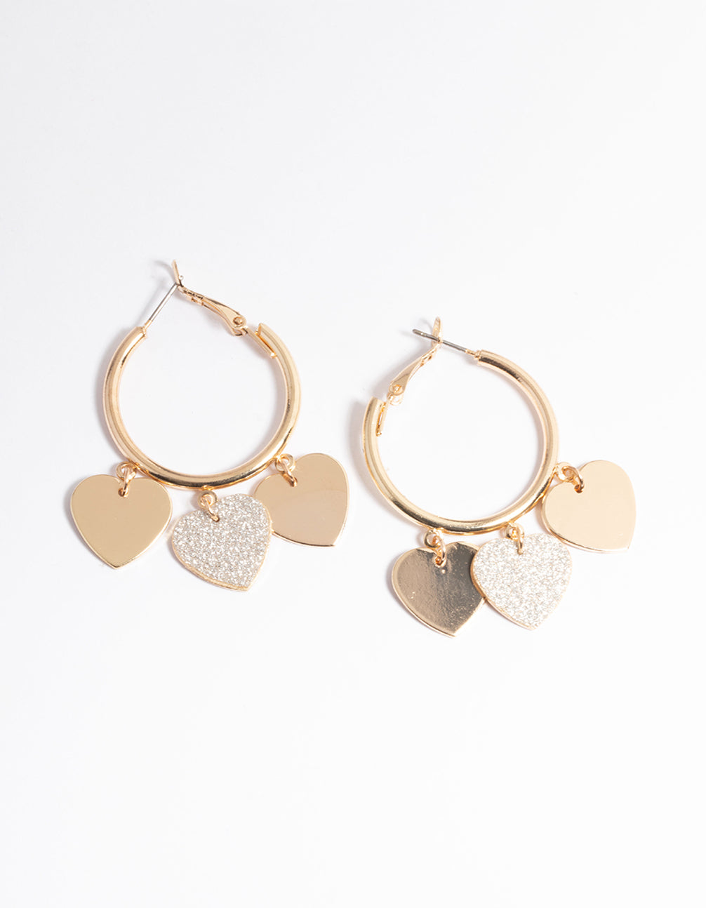 Triple Heart Glitter Hoop Earrings