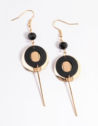 Black Double Disc Stick Drop Earrings - link has visual effect only