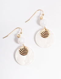 Gold Ripple Double Disc Drop Earrings - link has visual effect only