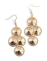 Gold Textured Circle Diamond Drop Earrings - link has visual effect only