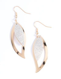 Gold Open & Glitter Leaf Drop Earrings - link has visual effect only