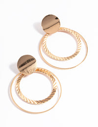 Gold Textured Open Circle Drop Earrings - link has visual effect only