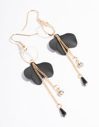 Gold Petal Chain & Bead Drop Earrings - link has visual effect only