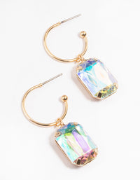 Gold Emerald Stone Huggie Earrings - link has visual effect only