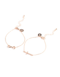 Rose Gold Infinity & Cross Bracelet Pack - link has visual effect only
