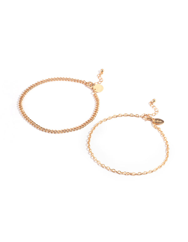 Gold Diamante Cut & Crub Anklet Pack