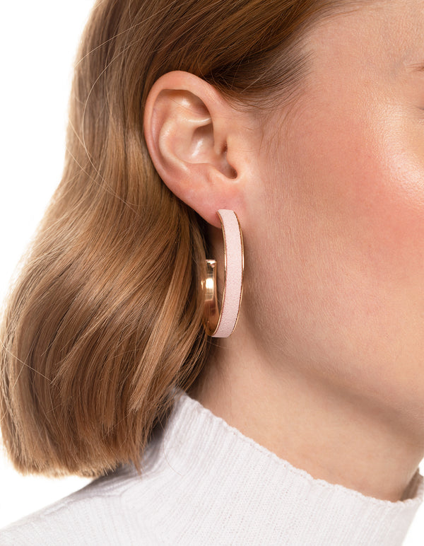 Gold Suede Wide Hoop Earrings