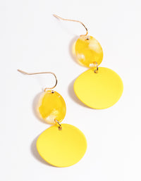 Gold Yellow Wrapped Disc & Bead Drop Earrings - link has visual effect only