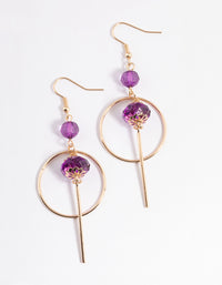 Gold Circle Bead & Stick Drop Earrings - link has visual effect only