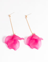 Fuchsia Chain Frosted Petal Drop Earrings - link has visual effect only
