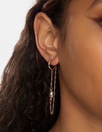Gold Twist Chain Diamante Huggie Hoop - link has visual effect only