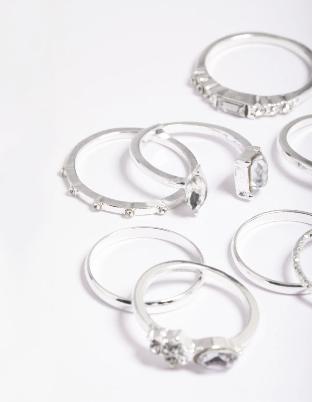 Silver Stone & Band Mix Ring Pack