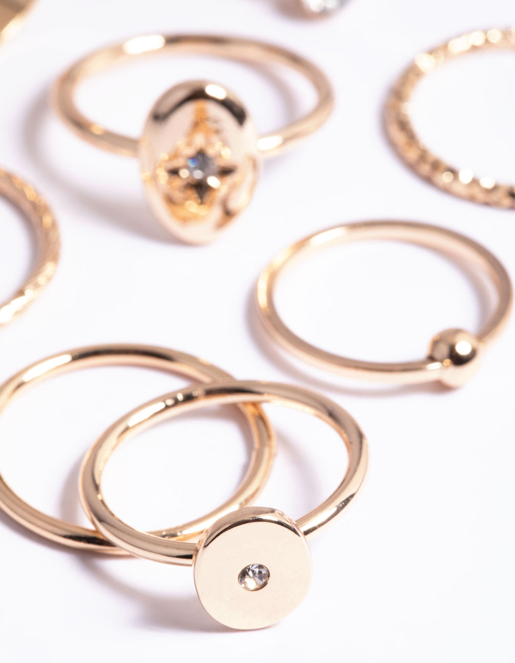 Gold Mix Band Signet Ring Pack