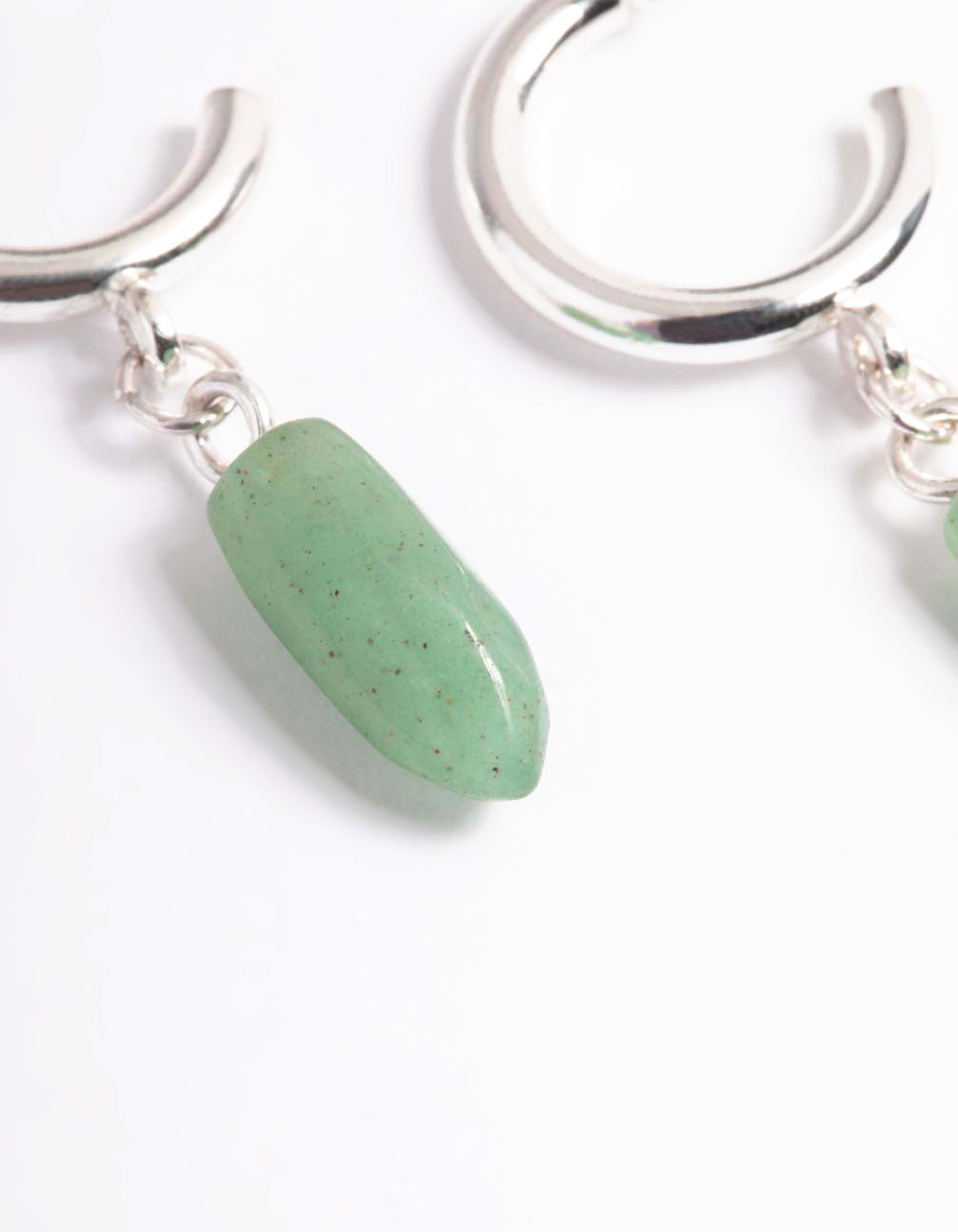Silver Green Fluorite Mini Shard Hoop Earrings