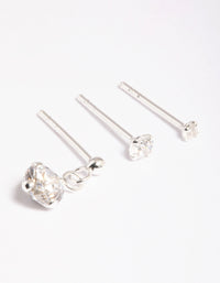 Sterling Silver Cubic Zirconia Stud Earring Pack - link has visual effect only