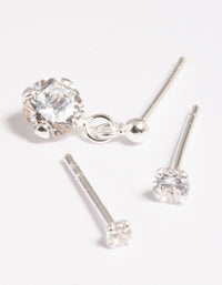 Sterling Silver Cubic Zirconia Stud Earring Pack - link has visual effect only