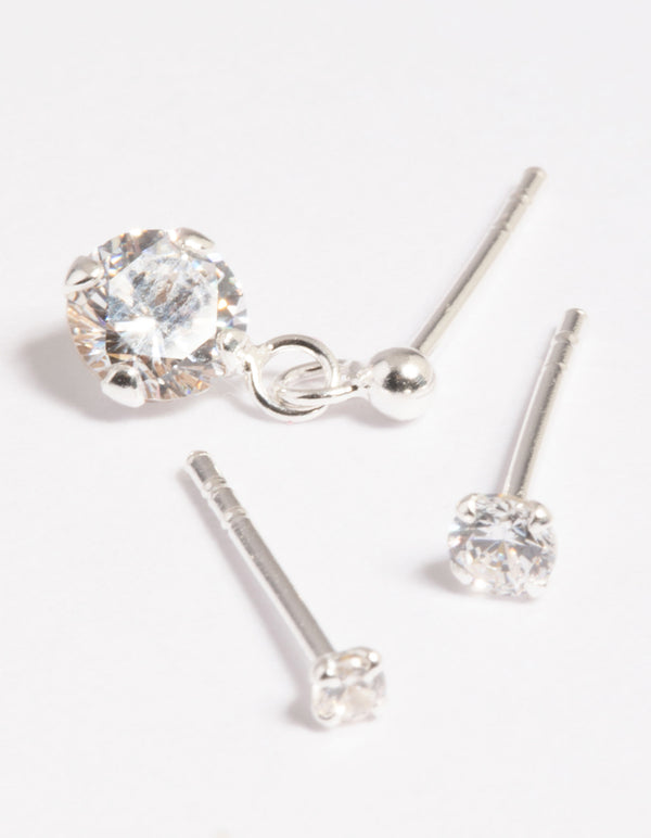 Sterling Silver Cubic Zirconia Stud Earring Pack