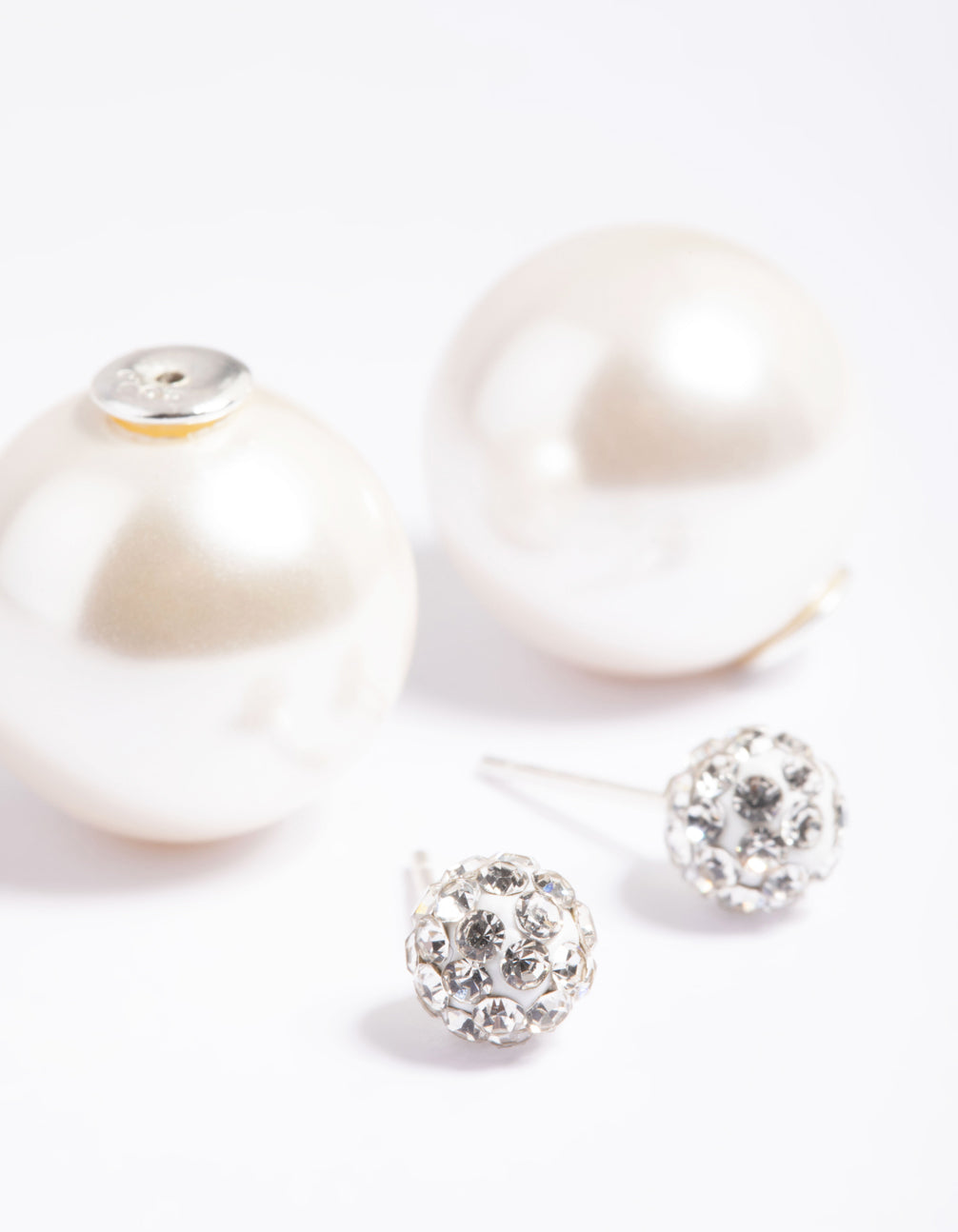 Sterling Silver Pearl Sandwich Stud Earrings